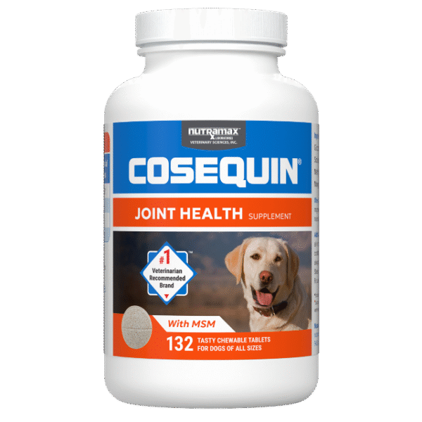 Nutramax Cosequin Maximum Strength Joint Health Supplement for Dogs – 132 Chewable Tablets with Glucosamine, Chondroitin, and MSM for Joint Support